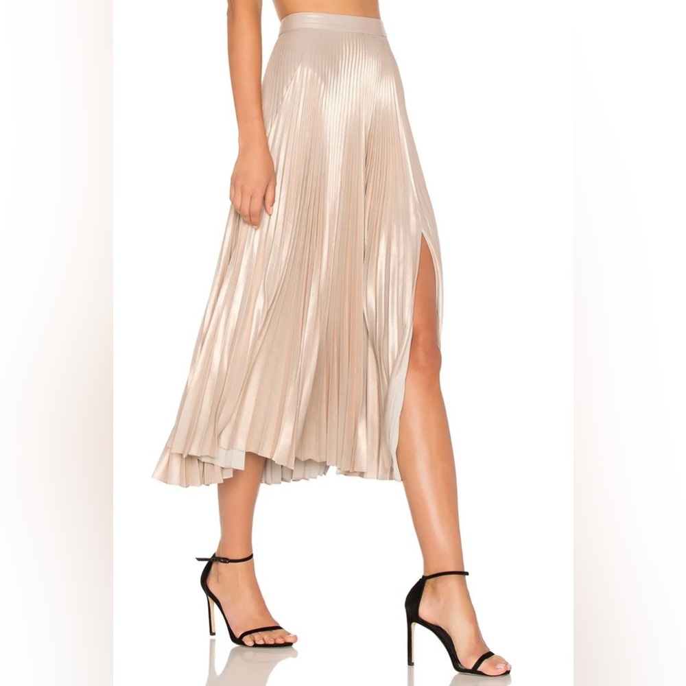 A.L.C. Bobby Metallic Pleated Skirt in Light Rose